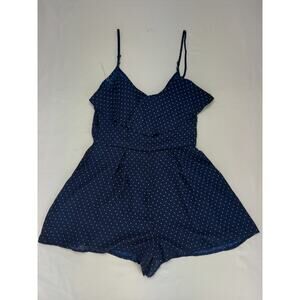 Francescas Trixxi Navy Blue Romper Flounce Cottagecore Polka Dot NEW L